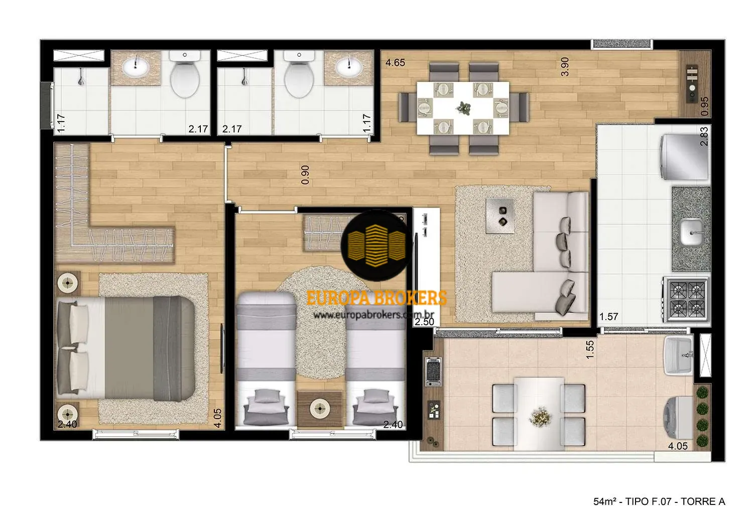 PLANTA DE 54m²