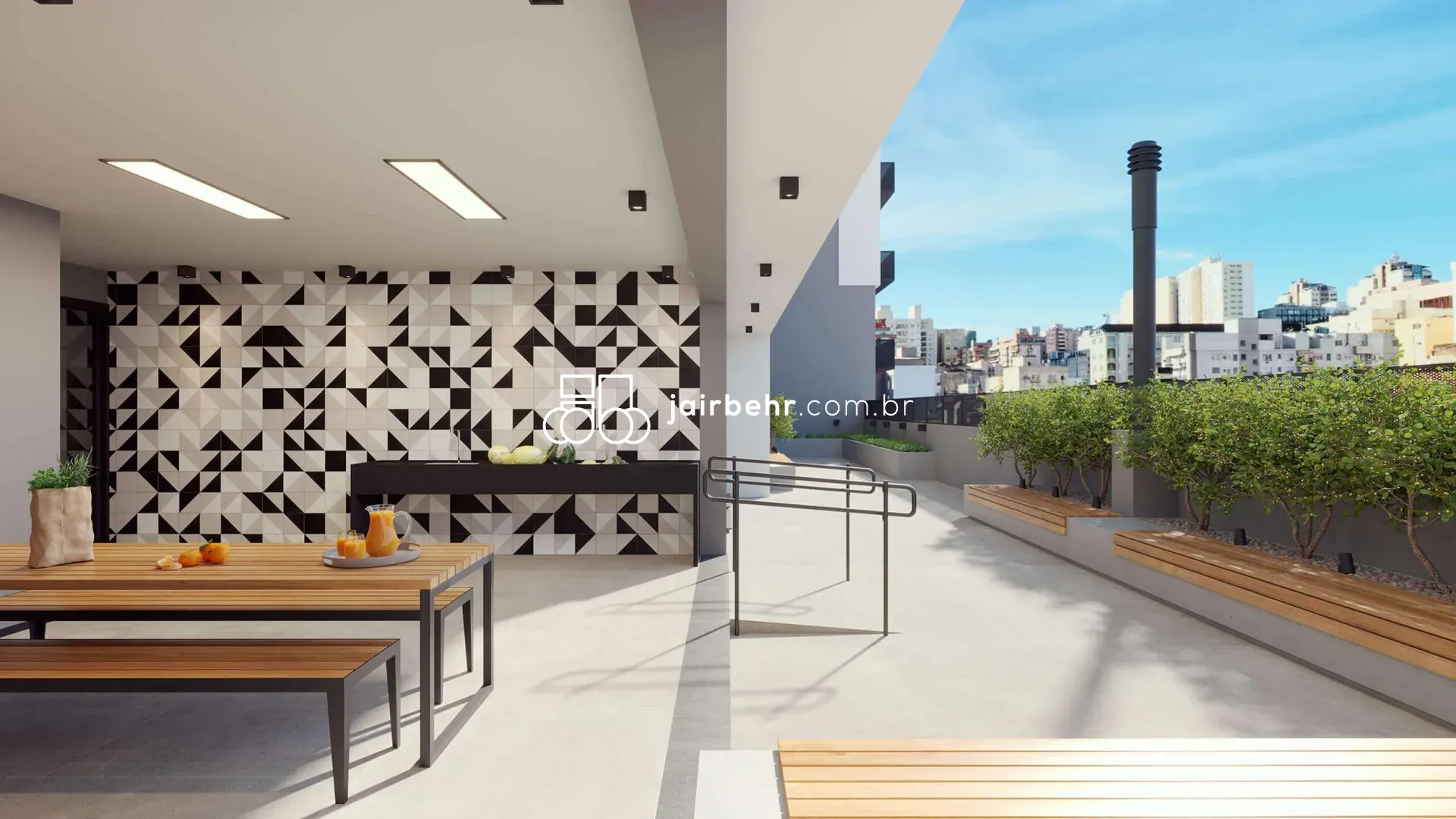 Terraço com Horta Coletiva e Lounges