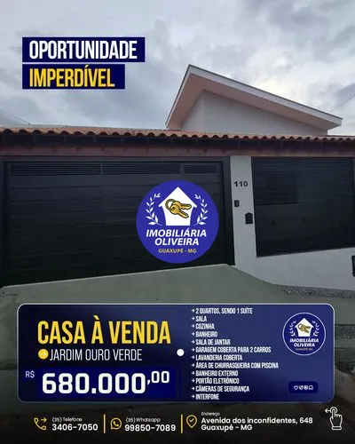 Casa com 2 quartos à venda no Jardim Ouro Verde