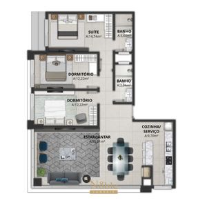 Apartamento com 50m², 1 dormitório, 1 suíte, 2 vagas no Maui Residencial em Torres para Comprar