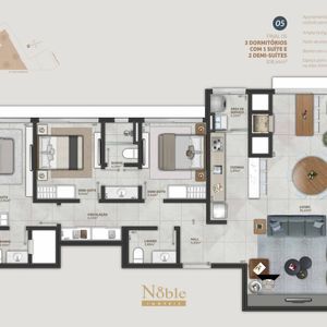 Apartamento com 108m², 3 dormitórios, 3 suítes, 2 vagas no Mirage em Torres para Comprar
