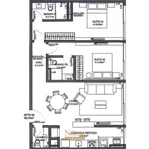 Apartamento com 85m², 2 dormitórios, 2 suítes, 2 vagas no Oceano Home Resort em Torres para Comprar
