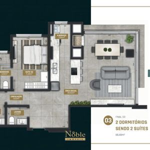 Apartamento com 88m², 2 dormitórios, 2 suítes, 2 vagas no Urban em Torres para Comprar