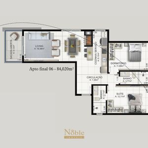 Apartamento com 84m², 2 dormitórios, 1 suíte, 1 vaga no Residencial Acrópole em Torres para Comprar