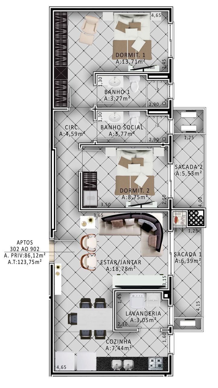 Apartamento, 2 quartos, 86 m² - Foto 2