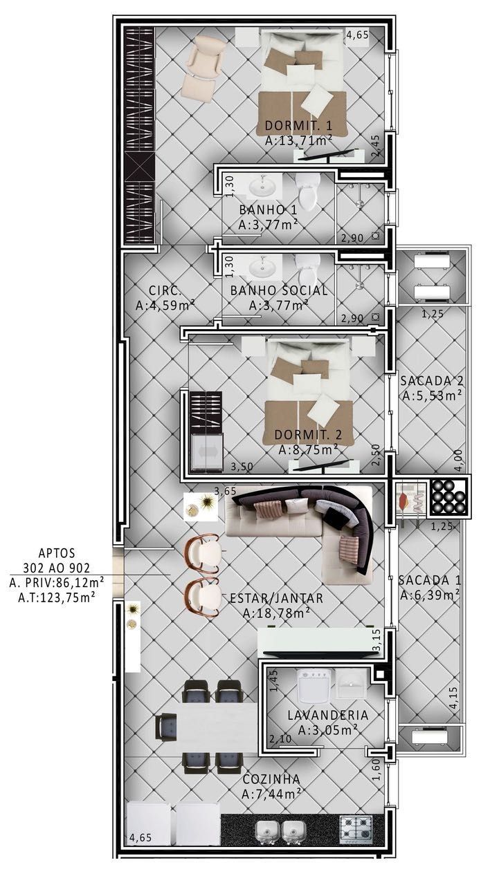 Apartamento à venda com 2 quartos, 86m² - Foto 2