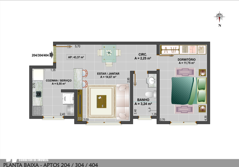 Apartamento à venda com 1 quarto, 47m² - Foto 2