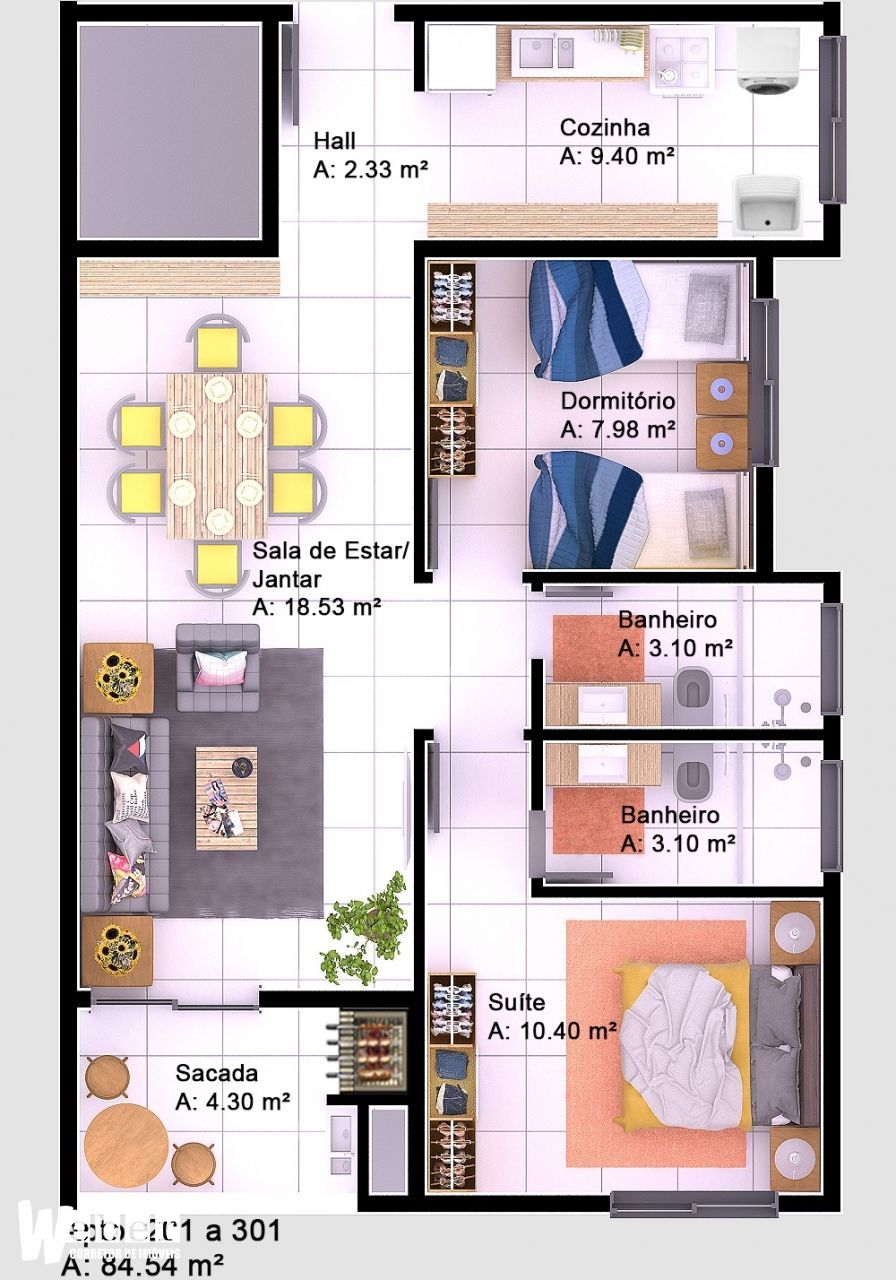 Apartamento à venda com 2 quartos, 84m² - Foto 2