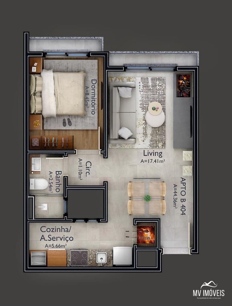 Apartamento, 1 quarto, 43 m² - Foto 3