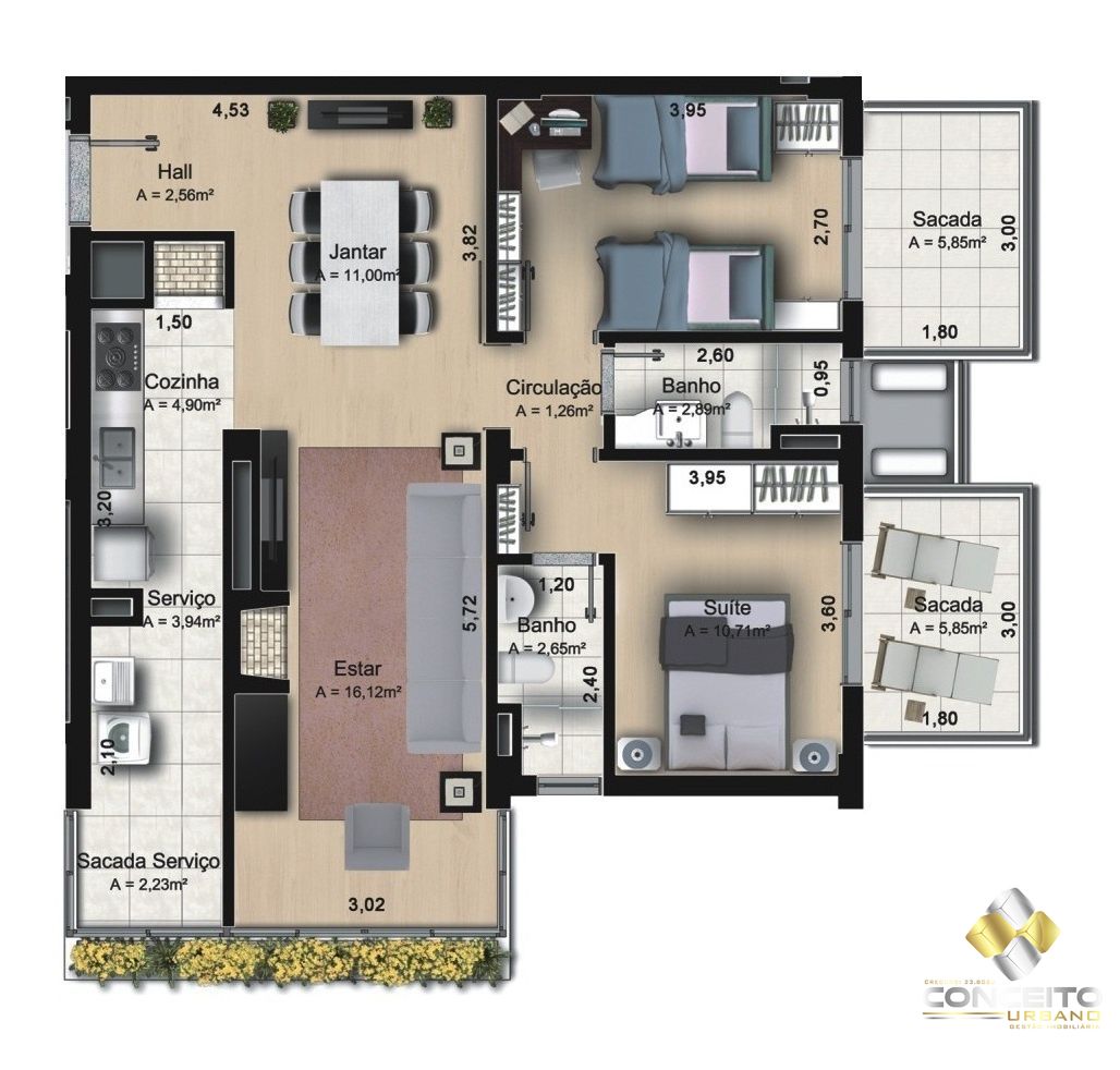 Apartamento de 2 quartos, 98m² no bairro Borgo, em Bento Gonçalves | Eu Corretor