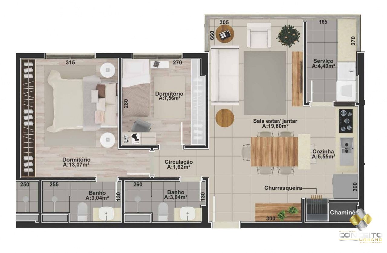 Apartamento de 2 quartos, 69m² no bairro Borgo, em Bento Gonçalves | Eu Corretor