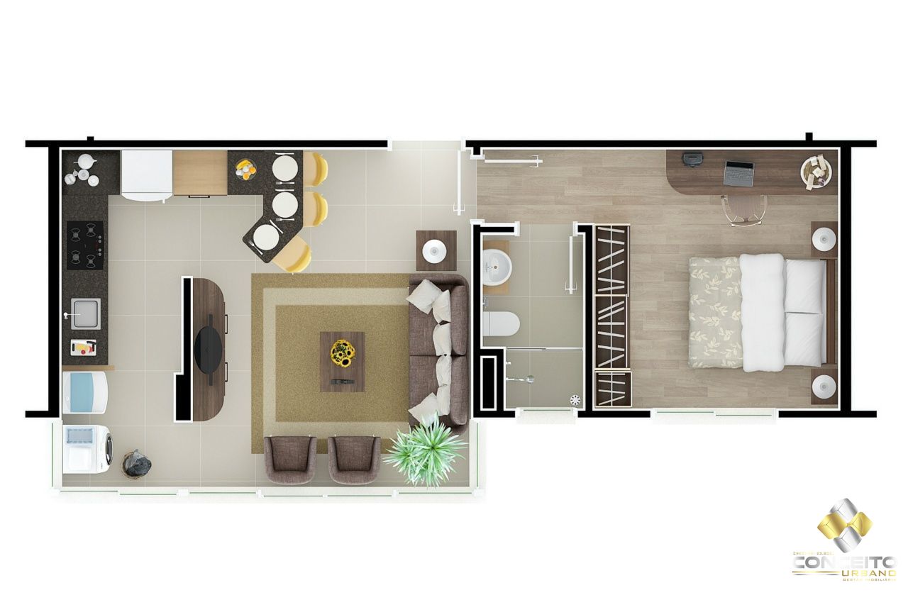 Apartamento de 1 quarto, 42m² no bairro Maria Goretti, em Bento Gonçalves | Eu Corretor