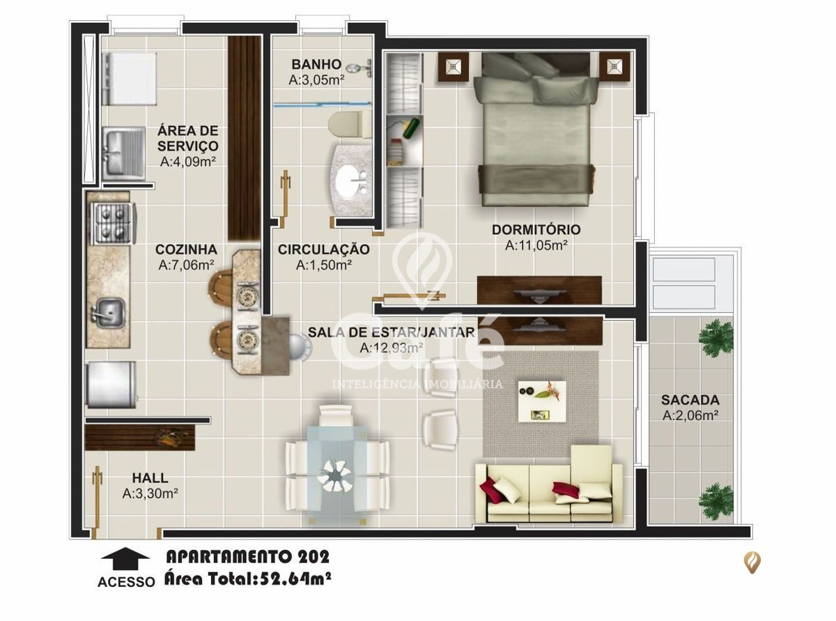 Apartamento à venda com 1 quarto, 51m² - Foto 2