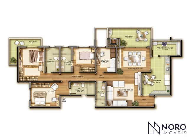 Apartamento Espaçoso com 3 Suítes e 2 Vagas no Centro de Santa Maria