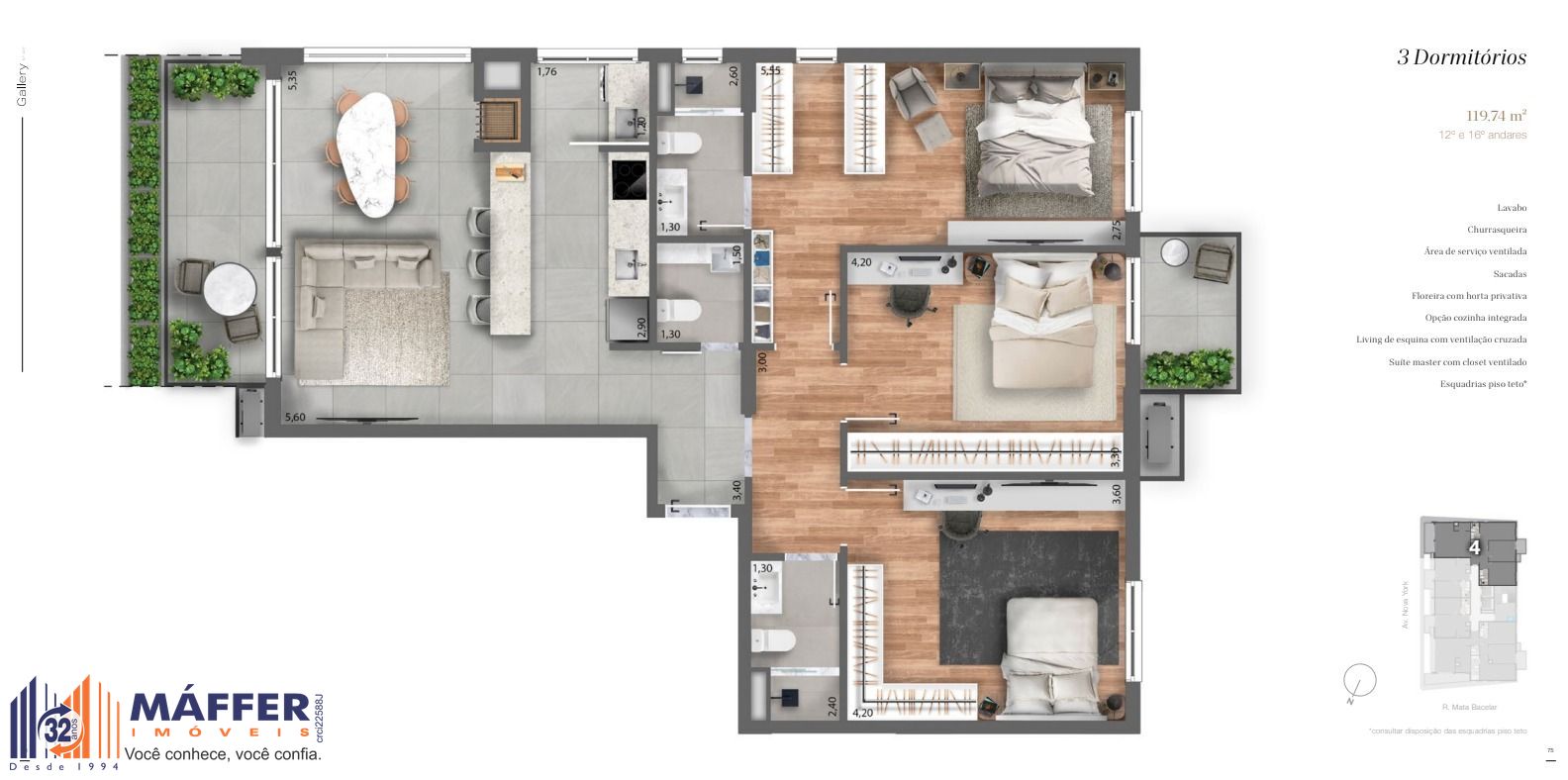 Apartamento, 3 quartos, 119 m² - Foto 2