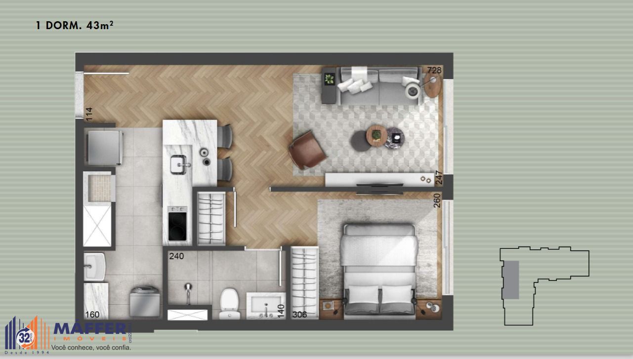 Apartamento, 1 quarto, 43 m² - Foto 50