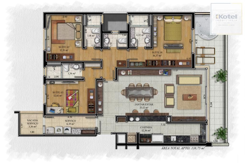 Apartamento garden com 3 suites no Cristal — foto 3