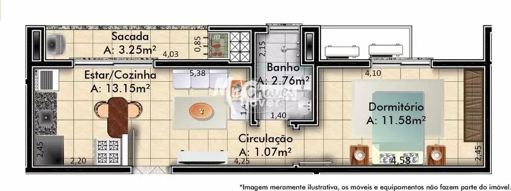 Apartamento, 1 quarto, 38 m² - Foto 3