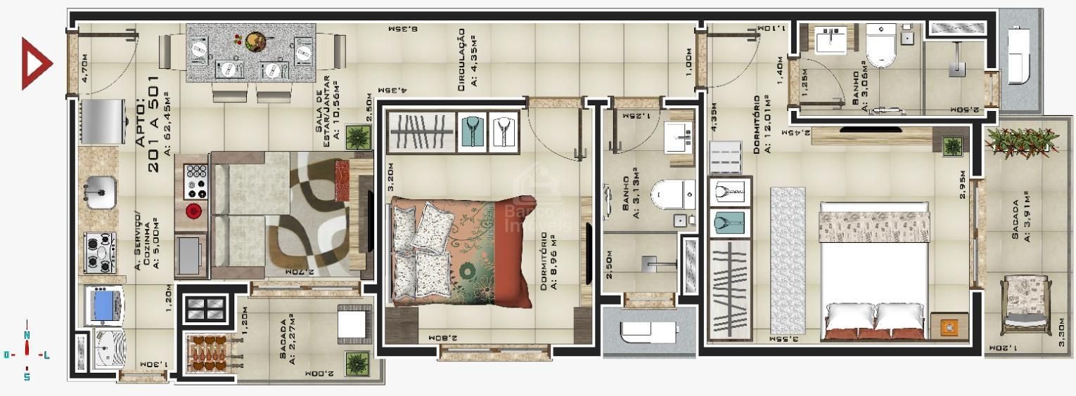 Apartamento, 2 quartos, 62 m² - Foto 3