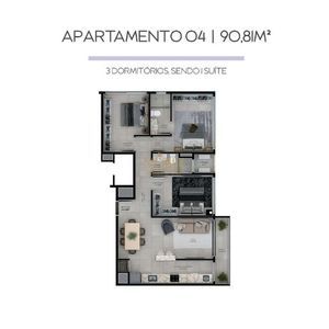 Apartamento com 90m², 3 dormitórios, 1 suíte, 2 vagas no Montreal em Torres para Comprar