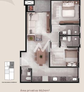 Apartamento com 66m² e 2 dormitórios no bairro Centro em Lajeado para Comprar