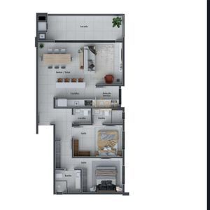 Apartamento com 109m², 2 dormitórios, 2 suítes, 2 vagas no Santo Carlo em Torres para Comprar