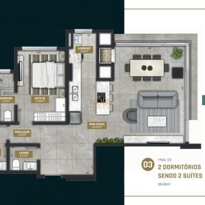 Apartamento com 88m², 2 dormitórios, 2 suítes, 2 vagas no Urban em Torres para Comprar