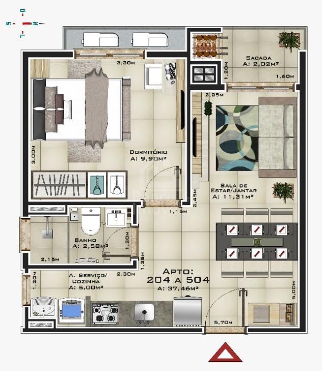 Apartamento à venda com 1 quarto, 37m² - Foto 4