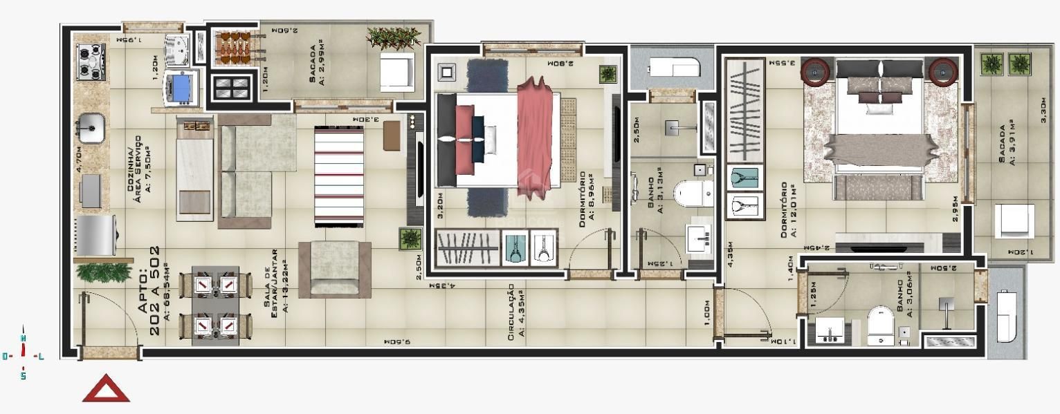 Apartamento à venda com 2 quartos, 68m² - Foto 4