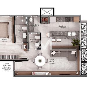 Apartamento com 69m² e 1 dormitório no bairro Hidráulica em Lajeado para Comprar