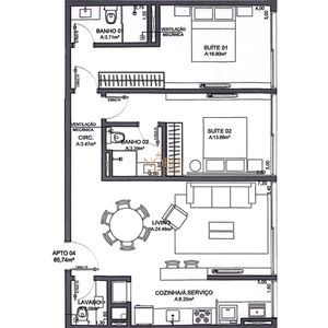 Apartamento com 86m², 2 dormitórios, 2 suítes, 2 vagas no Oceano Home Resort em Torres para Comprar