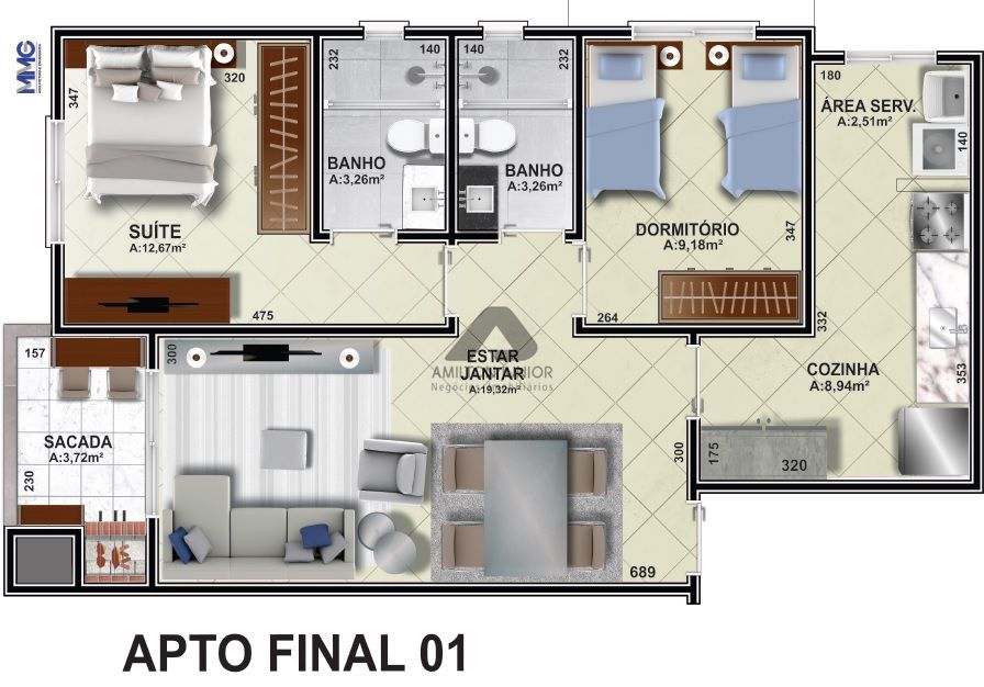 Apartamento à venda com 2 quartos, 76m² - Foto 3