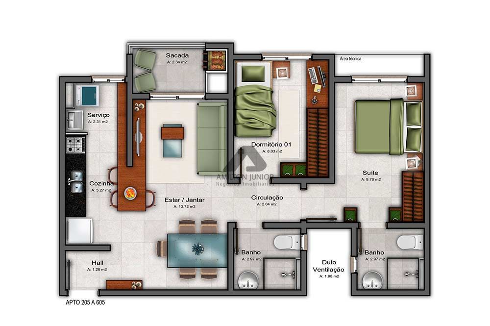 Apartamento à venda com 2 quartos, 56m² - Foto 8