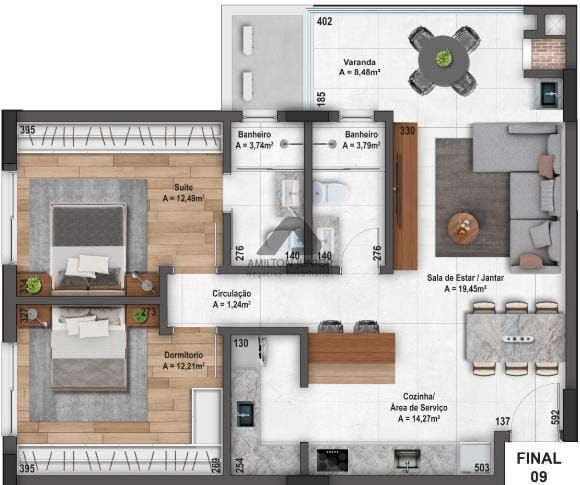 Apartamento à venda com 2 quartos, 122m² - Foto 12