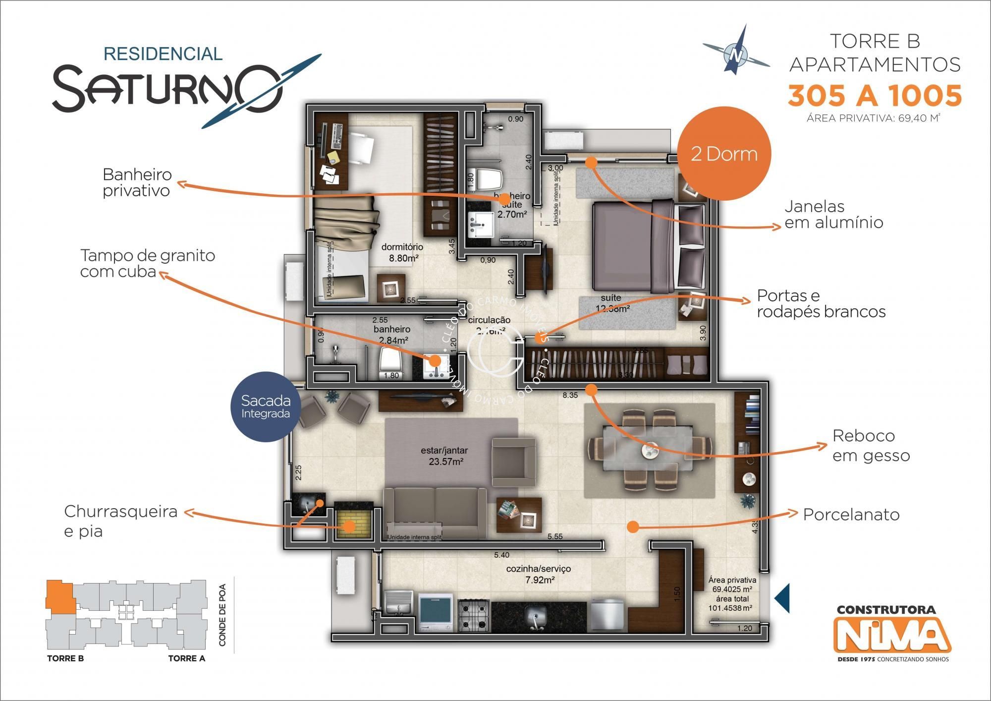 Apartamento, 2 quartos, 69 m² - Foto 2