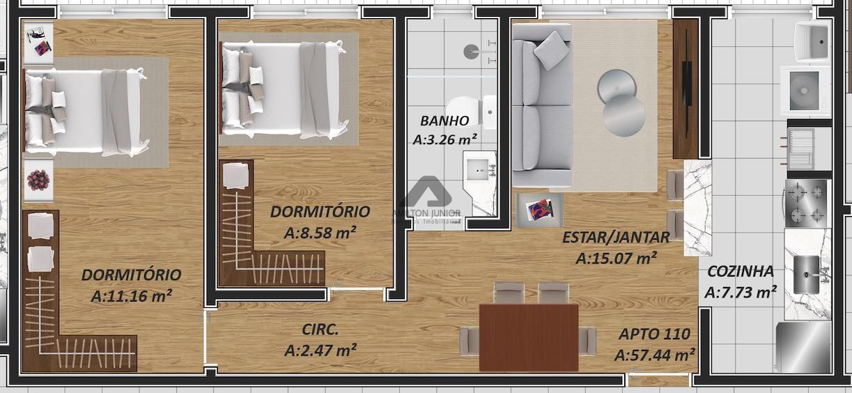 Apartamento à venda com 2 quartos, 57m² - Foto 1