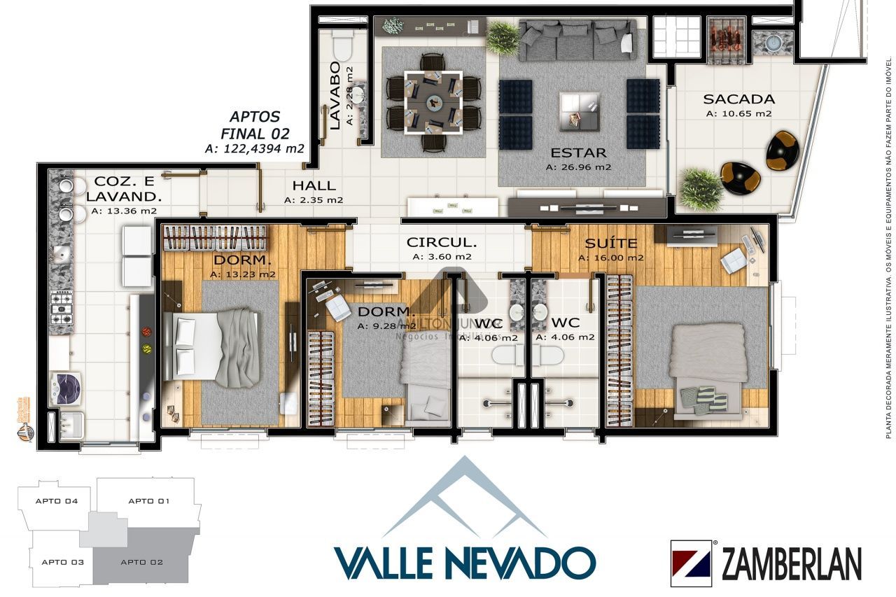 Apartamento à venda com 3 quartos, 122m² - Foto 3