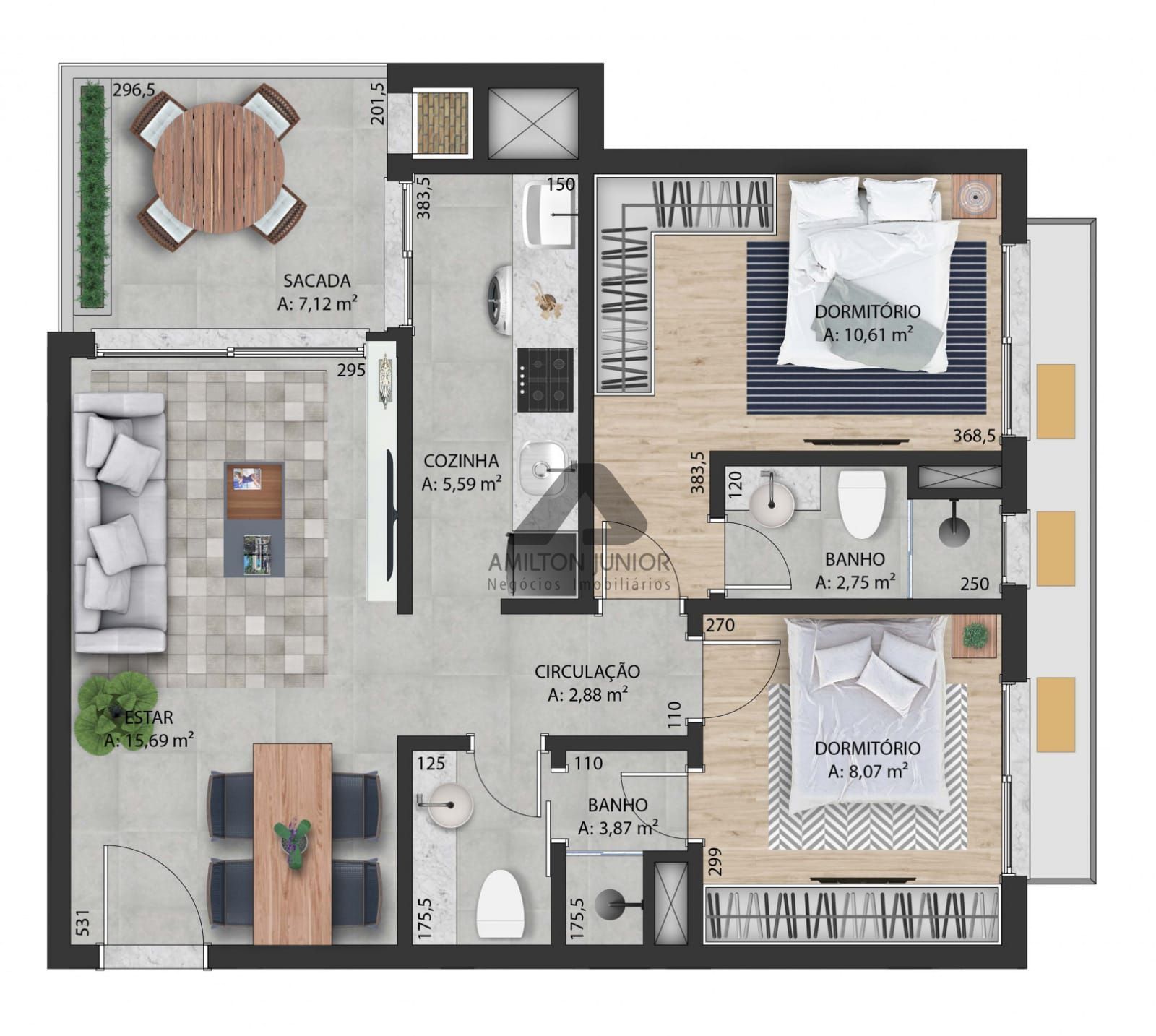 Apartamento à venda com 2 quartos, 66m² - Foto 2