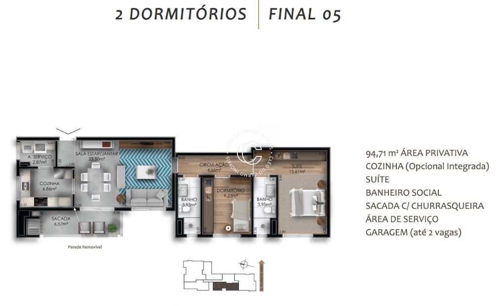 Apartamento à venda com 2 quartos, 94m² - Foto 2