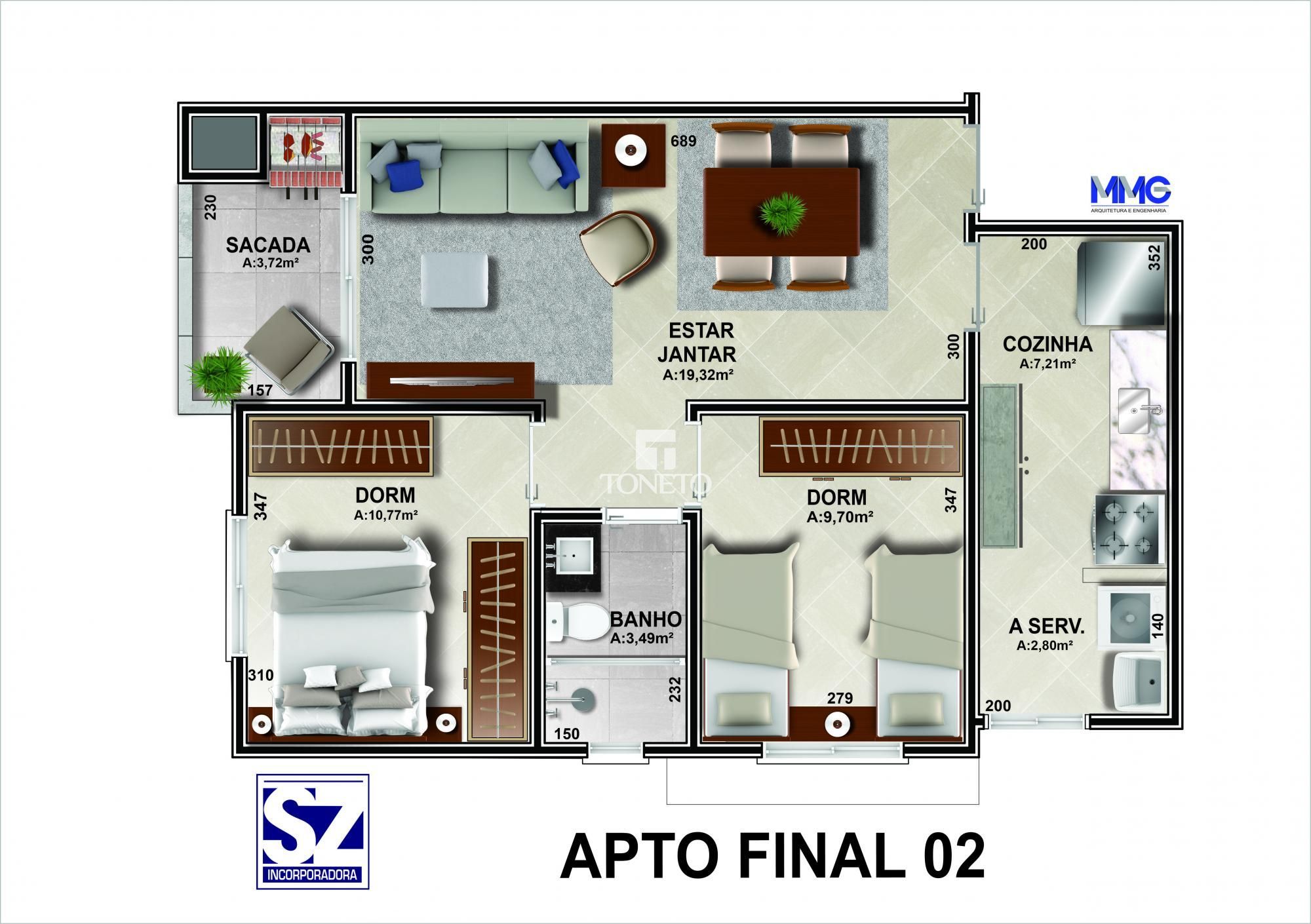 Apartamento à venda com 2 quartos, 68m² - Foto 3