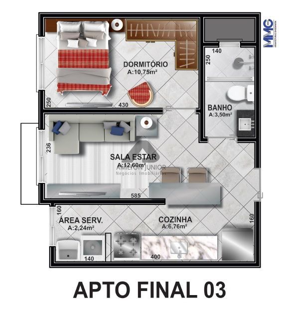 Apartamento à venda com 1 quarto, 42m² - Foto 4