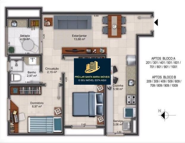 Apartamento à venda com 2 quartos, 58m² - Foto 2