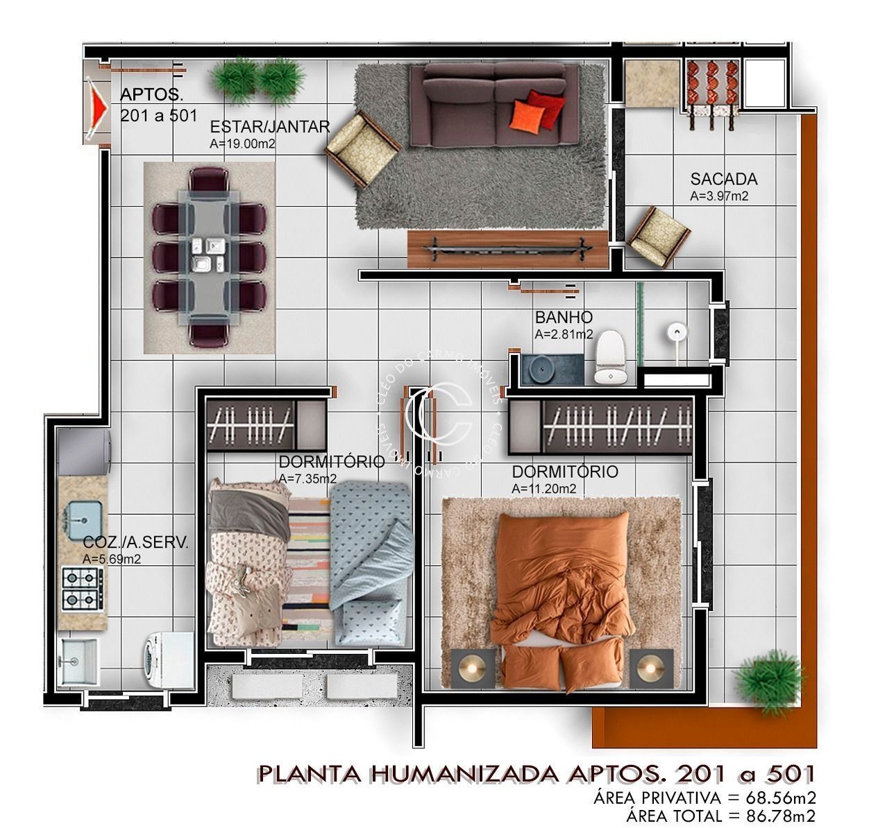 Apartamento à venda com 2 quartos, 68m² - Foto 2