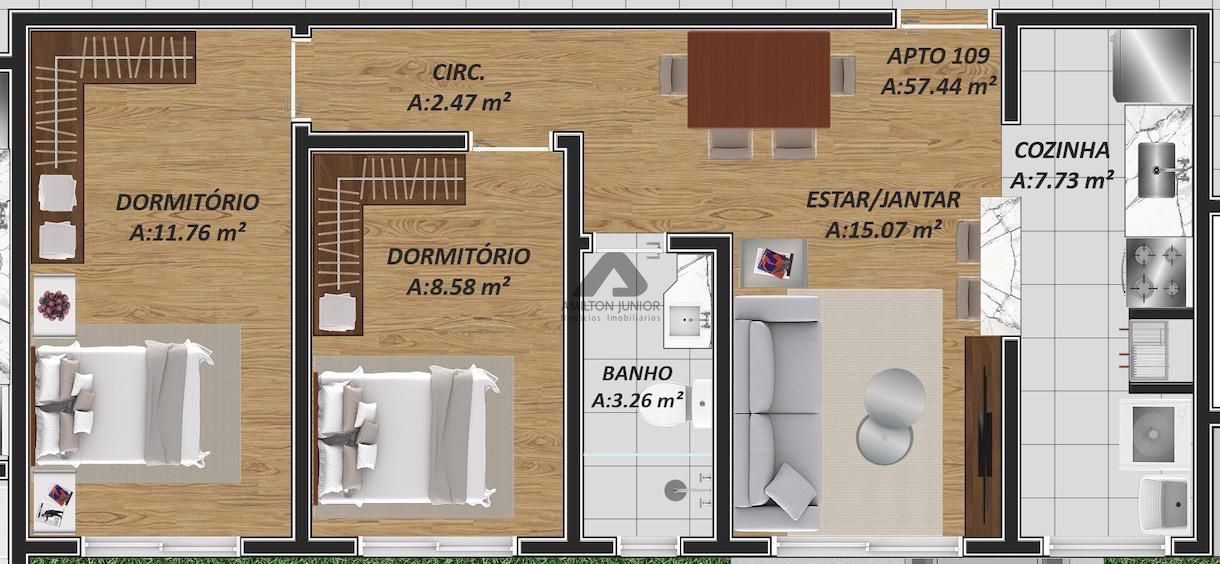 Apartamento à venda com 2 quartos, 57m² - Foto 1