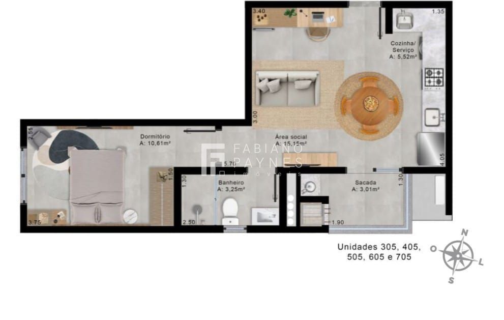 Apartamento, 1 quarto, 44 m² - Foto 2