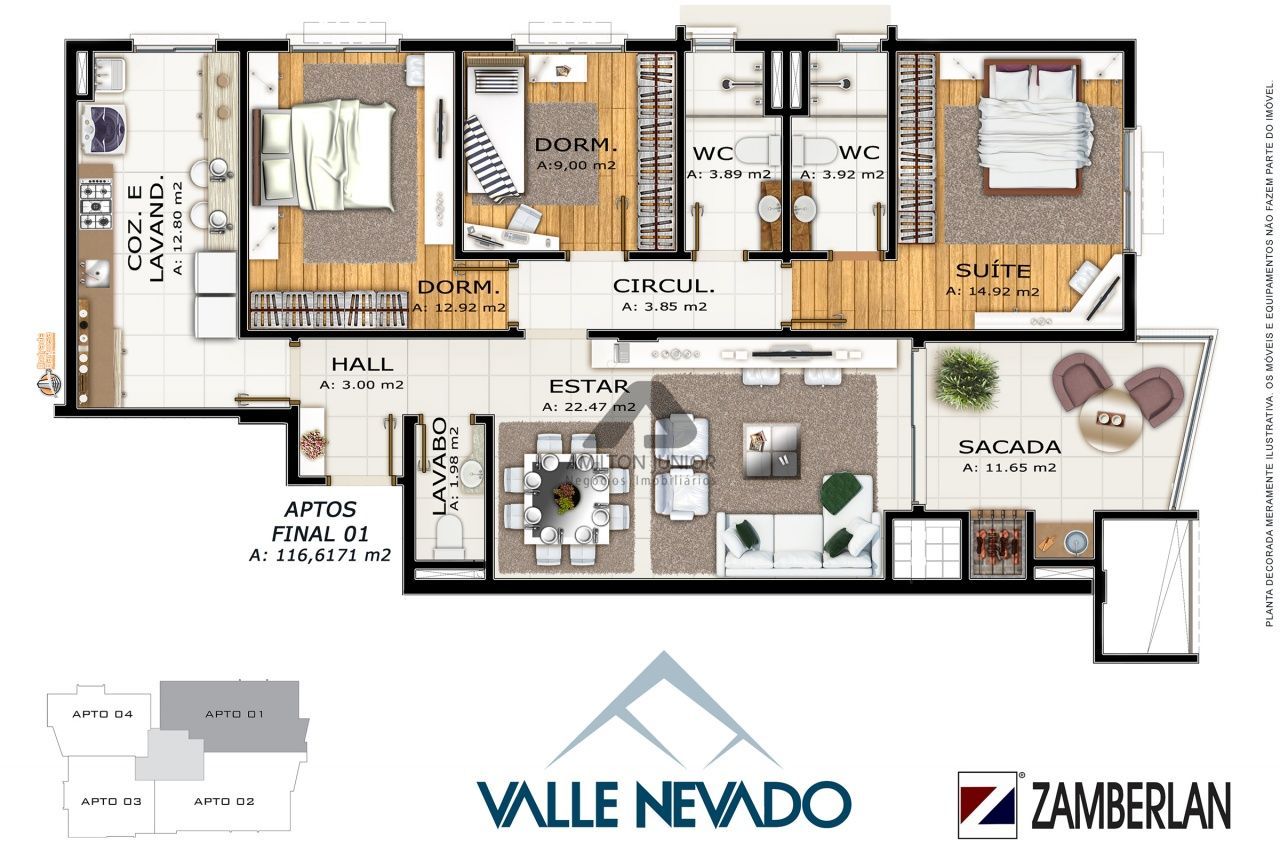 Apartamento à venda com 3 quartos, 116m² - Foto 2