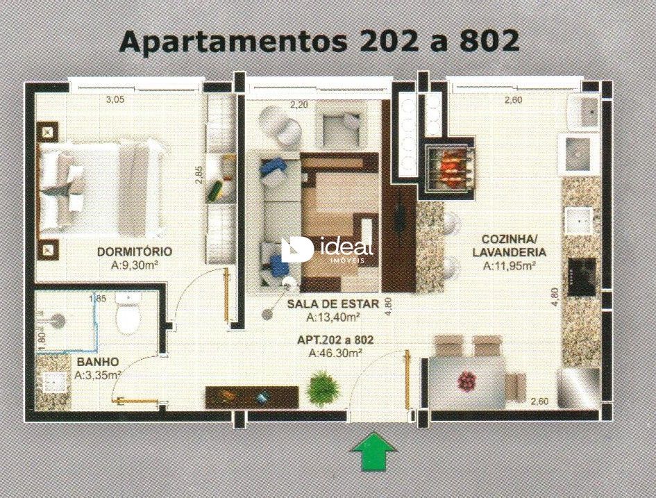 Apartamento de 1 quarto, 46m² no bairro Nossa Senhora de Fátima, em Santa Maria | Eu Corretor
