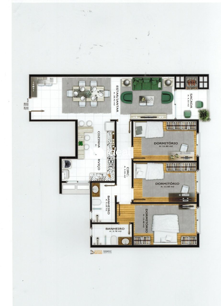 Apartamento de 3 quartos, 109m² no bairro Menino Jesus, em Santa Maria | Eu Corretor