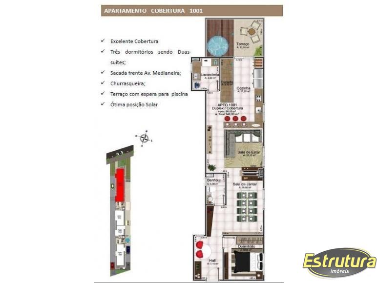 Cobertura com 3 Dormitórios à venda, 150 m² por R$ 930.000,00