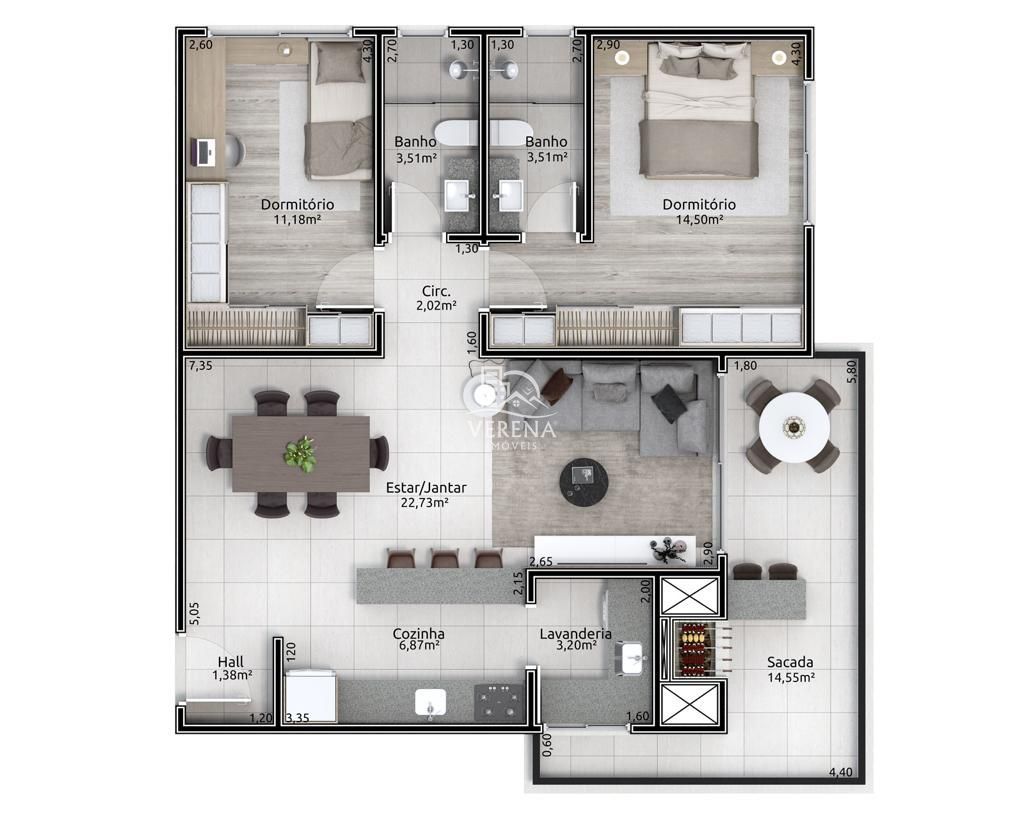 Apartamento à venda com 2 quartos, 91m² - Foto 3